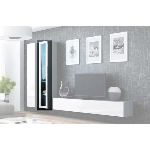 Cama Glass-case VIGO ’180’ 180/40/30 grey/white gloss - Buffets and display cabinets on a wooden baseBIW-PDR<<<Buffets