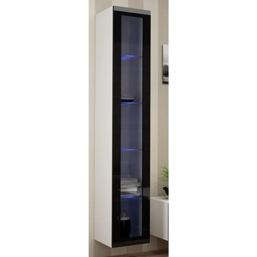 Cama Glass-case VIGO ’180’ 180/40/30 white/black gloss - Buffets and display cabinets on a wooden baseBIW-PDR<<<Buffets