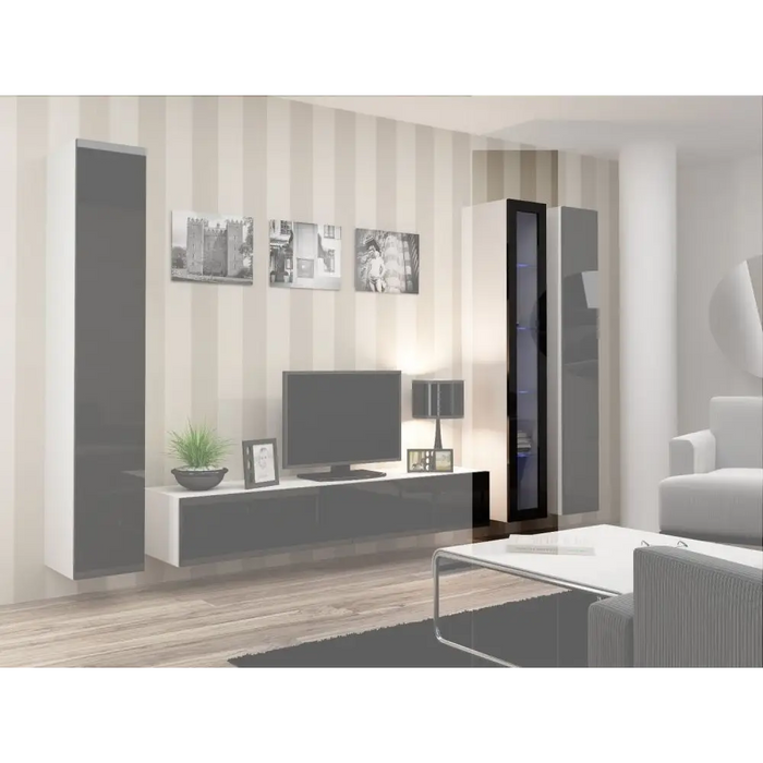 Cama Glass-case VIGO ’180’ 180/40/30 white/black gloss - Buffets and display cabinets on a wooden baseBIW-PDR<<<Buffets