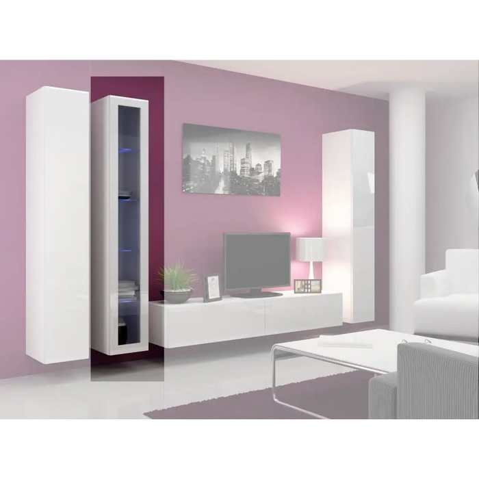 Cama Glass-case VIGO ’180’ 180/40/30 white/white gloss - Buffets and display cabinets on a wooden baseBIW-PDR<<<Buffets