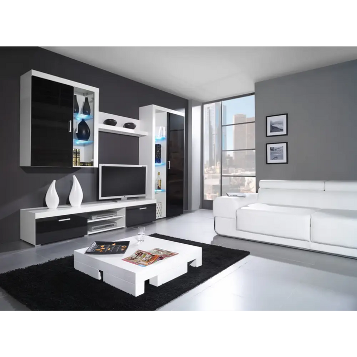 Cama hanging display cabinet SAMBA white/black gloss - Buffets and display cabinets on a wooden baseBIW-PDR<<<Buffets