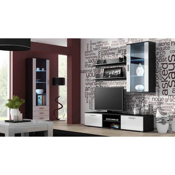 Cama hanging display cabinet SOHO black/white gloss - Buffets and display cabinets on a wooden baseBIW-PDR<<<Buffets