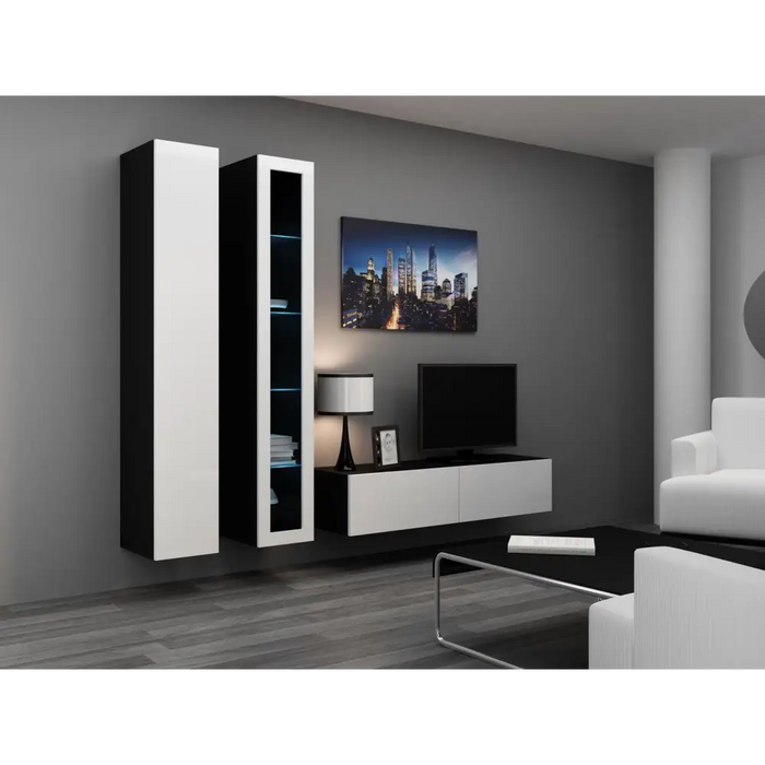 Cama Living room cabinet set VIGO 10 black/white gloss - Modern wall unitsMES-NOW<<<Wall UnitsMES<<<ActionPL