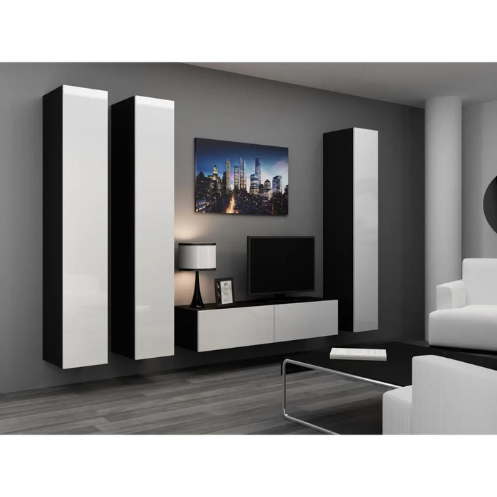 Cama Living room cabinet set VIGO 14 black/white gloss - Modern wall unitsMES-NOW<<<Wall UnitsMES<<<ActionPL