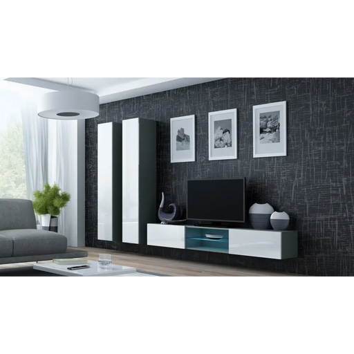 Cama Living room cabinet set VIGO 19 grey/white gloss - Modern wall unitsMES-NOW<<<Wall UnitsMES<<<ActionPL