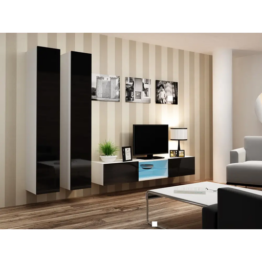 Cama Living room cabinet set VIGO 19 white/black gloss - Modern wall unitsMES-NOW<<<Wall UnitsMES<<<ActionPL