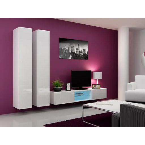 Cama Living room cabinet set VIGO 19 white/white gloss - Modern wall unitsMES-NOW<<<Wall UnitsMES<<<ActionPL