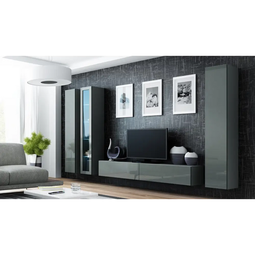 Cama Living room cabinet set VIGO 2 grey/grey gloss - Modern wall unitsMES-NOW<<<Wall UnitsMES<<<ActionPL