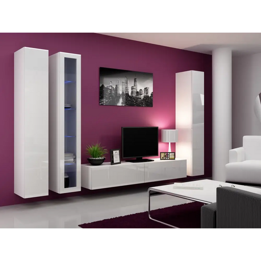 Cama Living room cabinet set VIGO 2 white/white gloss - Modern wall unitsMES-NOW<<<Wall UnitsMES<<<ActionPL