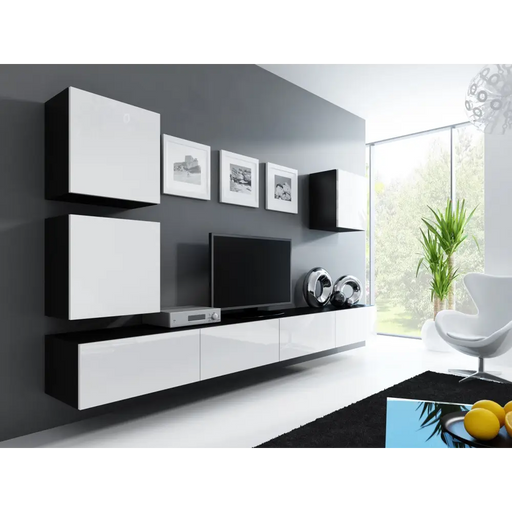 Cama Living room cabinet set VIGO 22 black/white gloss - Modern wall unitsMES-NOW<<<Wall UnitsMES<<<ActionPL