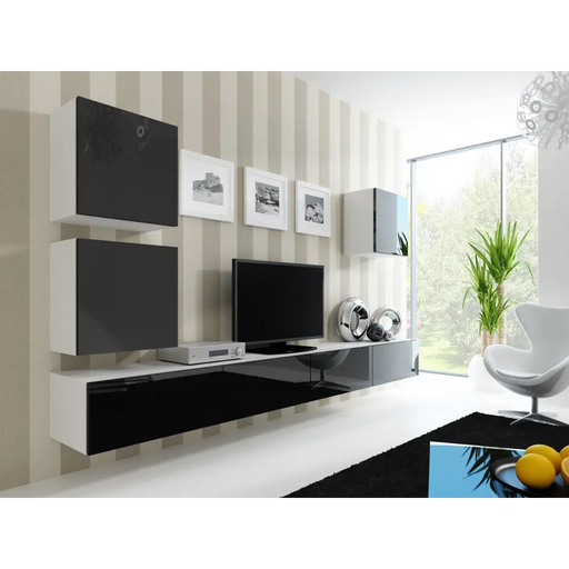 Cama Living room cabinet set VIGO 22 white/black gloss - Modern wall unitsMES-NOW<<<Wall UnitsMES<<<ActionPL