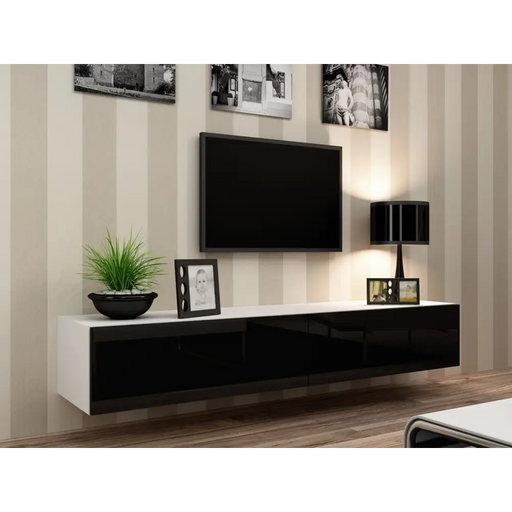 Cama Living room cabinet set VIGO 22 white/black gloss - Modern wall unitsMES-NOW<<<Wall UnitsMES<<<ActionPL