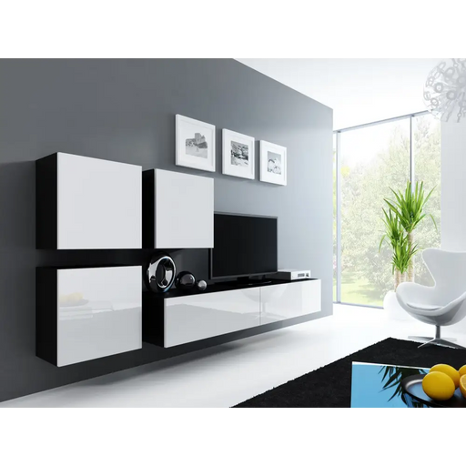 Cama Living room cabinet set VIGO 23 black/white gloss - Modern wall unitsMES-NOW<<<Wall UnitsMES<<<ActionPL
