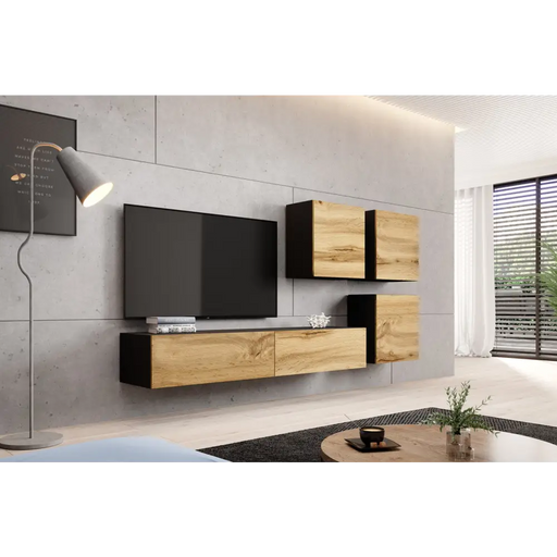 Cama living room cabinet set VIGO 23 black/wotan oak - Modern wall unitsMES-NOW<<<Wall UnitsMES<<<ActionPL