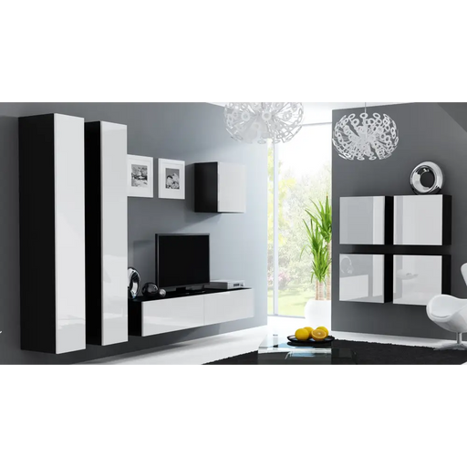 Cama Living room cabinet set VIGO 24 black/white gloss - Modern wall unitsMES-NOW<<<Wall UnitsMES<<<ActionPL