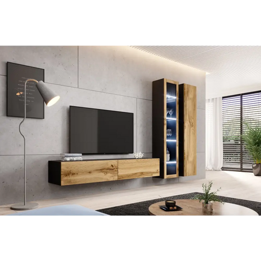 Cama living room cabinet set VIGO 3 black/wotan oak - Modern wall unitsMES-NOW<<<Wall UnitsMES<<<ActionPL