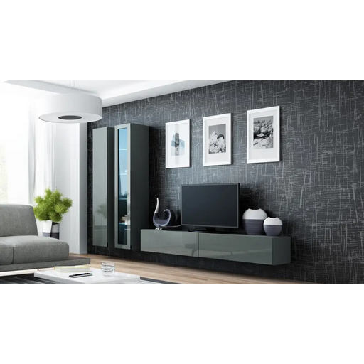 Cama Living room cabinet set VIGO 3 grey/grey gloss - Modern wall unitsMES-NOW<<<Wall UnitsMES<<<ActionPL