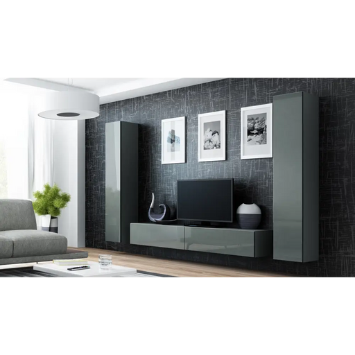 Cama Living room cabinet set VIGO 4 grey/grey gloss - Modern wall unitsMES-NOW<<<Wall UnitsMES<<<ActionPL