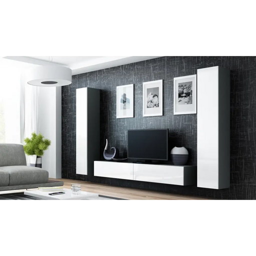 Cama Living room cabinet set VIGO 4 grey/white gloss - Modern wall unitsMES-NOW<<<Wall UnitsMES<<<ActionPL