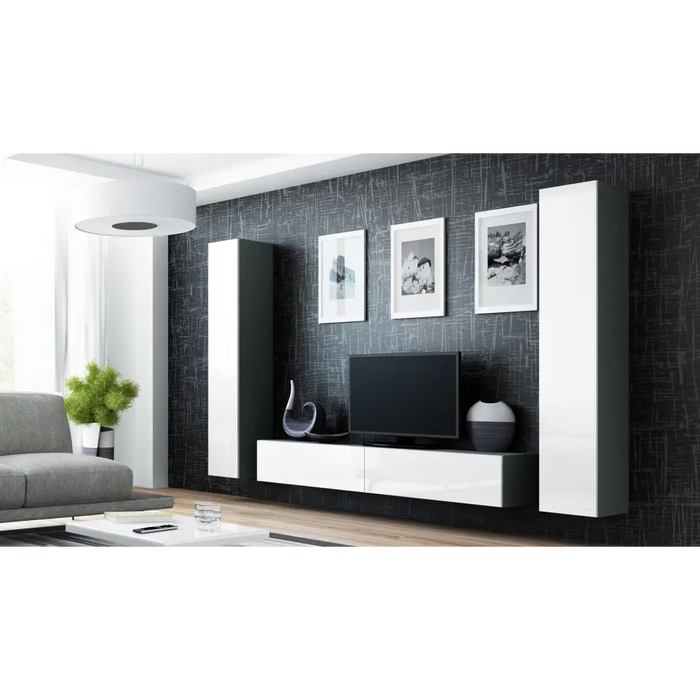 Cama Living room cabinet set VIGO 4 grey/white gloss - Modern wall unitsMES-NOW<<<Wall UnitsMES<<<ActionPL
