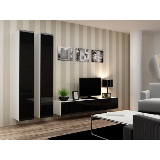 Cama Living room cabinet set VIGO 4 white/black gloss - Modern wall unitsMES-NOW<<<Wall UnitsMES<<<ActionPL