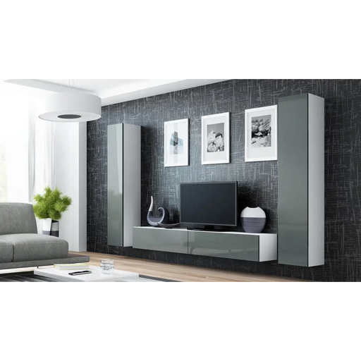 Cama Living room cabinet set VIGO 4 white/grey gloss - Modern wall unitsMES-NOW<<<Wall UnitsMES<<<ActionPL
