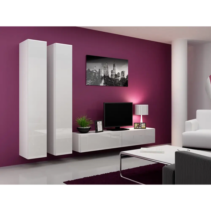 Cama Living room cabinet set VIGO 4 white/white gloss - Modern wall unitsMES-NOW<<<Wall UnitsMES<<<ActionPL
