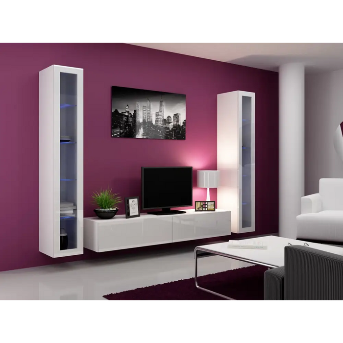 Cama Living room cabinet set VIGO 5 white/white gloss - Modern wall unitsMES-NOW<<<Wall UnitsMES<<<ActionPL