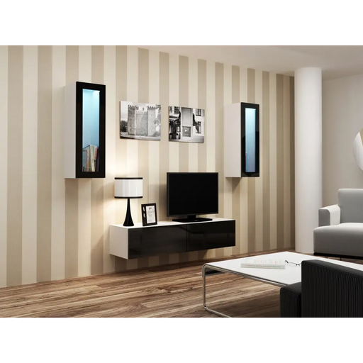 Cama Living room cabinet set VIGO 8 white/black gloss - Modern wall unitsMES-NOW<<<Wall UnitsMES<<<ActionPL