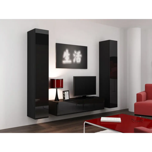 Cama Living room cabinet set VIGO 9 black/black gloss - Modern wall unitsMES-NOW<<<Wall UnitsMES<<<ActionPL