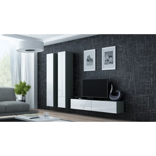 Cama Living room cabinet set VIGO 9 grey/white gloss - Modern wall unitsMES-NOW<<<Wall UnitsMES<<<ActionPL