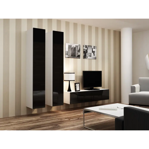 Cama Living room cabinet set VIGO 9 white/black gloss - Modern wall unitsMES-NOW<<<Wall UnitsMES<<<ActionPL