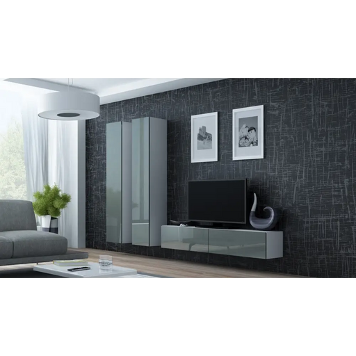 Cama Living room cabinet set VIGO 9 white/grey gloss - Modern wall unitsMES-NOW<<<Wall UnitsMES<<<ActionPL