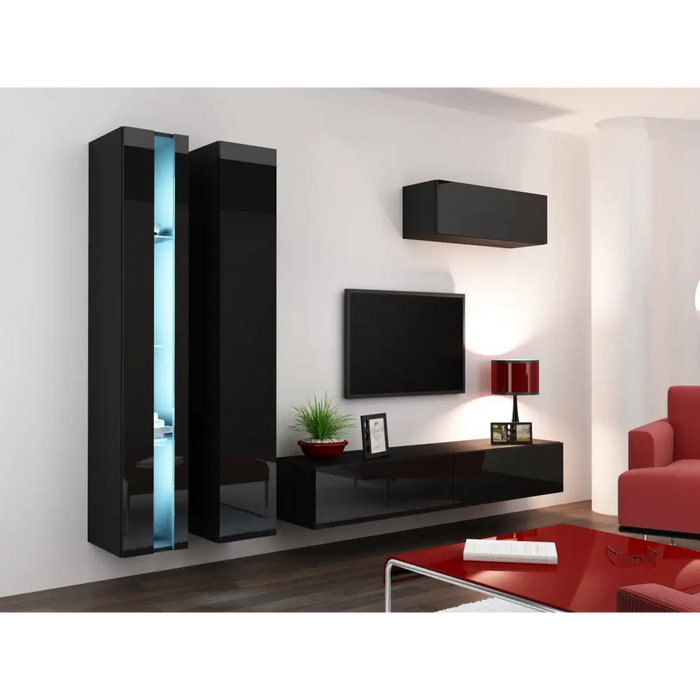Cama Living room cabinet set VIGO NEW 1 black/black gloss - Modern wall unitsMES-NOW<<<Wall UnitsMES<<<ActionPL