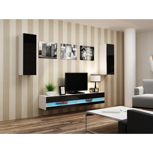 Cama Living room cabinet set VIGO NEW 10 white/black gloss - Modern wall unitsMES-NOW<<<Wall UnitsMES<<<ActionPL