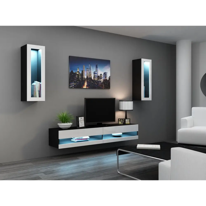 Cama Living room cabinet set VIGO NEW 11 black/white gloss - Modern wall unitsMES-NOW<<<Wall UnitsMES<<<ActionPL