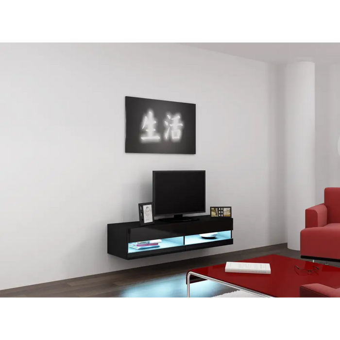 Cama Living room cabinet set VIGO NEW 12 black/black gloss - Modern wall unitsMES-NOW<<<Wall UnitsMES<<<ActionPL