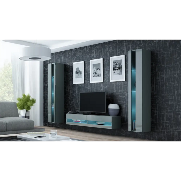 Cama Living room cabinet set VIGO NEW 12 grey/grey gloss - Modern wall unitsMES-NOW<<<Wall UnitsMES<<<ActionPL