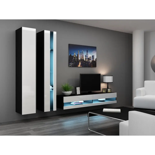 Cama Living room cabinet set VIGO NEW 5 black/white gloss - Modern wall unitsMES-NOW<<<Wall UnitsMES<<<ActionPL