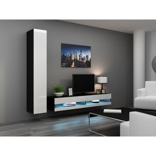 Cama Living room cabinet set VIGO NEW 9 black/white gloss - Modern wall unitsMES-NOW<<<Wall UnitsMES<<<ActionPL