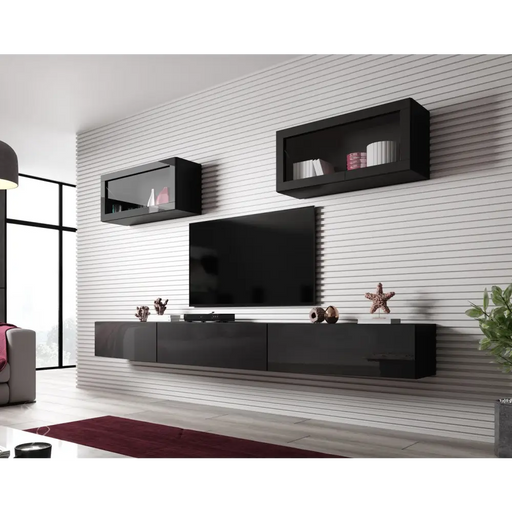 Cama Living room cabinet set VIGO SLANT 3 black/black gloss - Modern wall unitsMES-NOW<<<Wall UnitsMES<<<ActionPL
