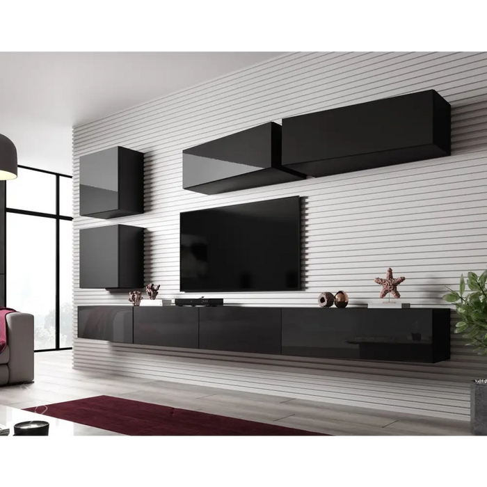 Cama Living room cabinet set VIGO SLANT 5 black/black gloss - Modern wall unitsMES-NOW<<<Wall UnitsMES<<<ActionPL