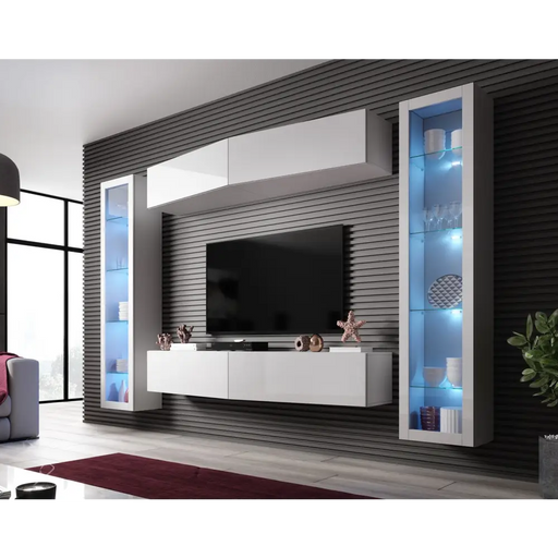 Cama Living room cabinet set VIGO SLANT 8 white/white gloss - Modern wall unitsMES-NOW<<<Wall UnitsMES<<<ActionPL