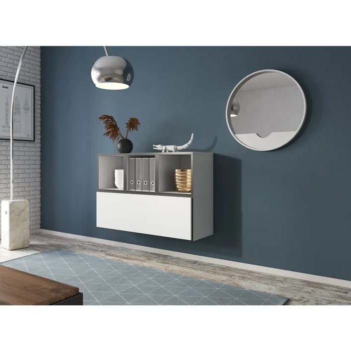 Cama living room furniture set ROCO 12 (RO1 + 3xRO6) white/black/white - Modern wall unitsMES-NOW<<<Wall