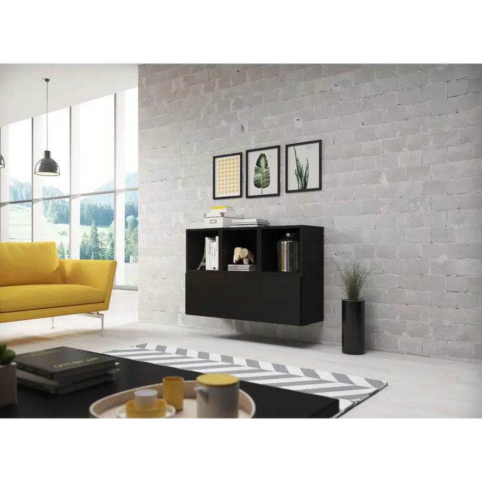 Cama living room furniture set ROCO 12 (RO1 + 3xRO6) black/black/black - Modern wall unitsMES-NOW<<<Wall
