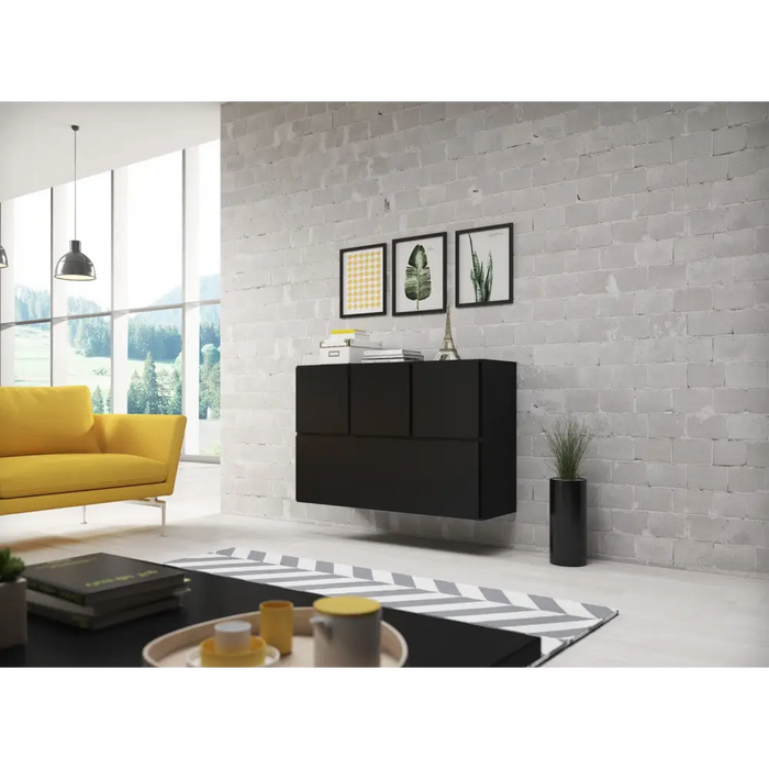 Cama living room furniture set ROCO 13 (RO1 + 3xRO5) black/black/black - Modern wall unitsMES-NOW<<<Wall