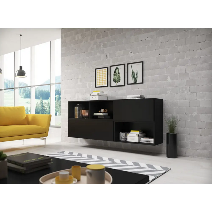 Cama living room furniture set ROCO 16 (RO1 + RO2 + RO3 + RO4) black/black/black - Modern wall unitsMES-NOW<<<Wall