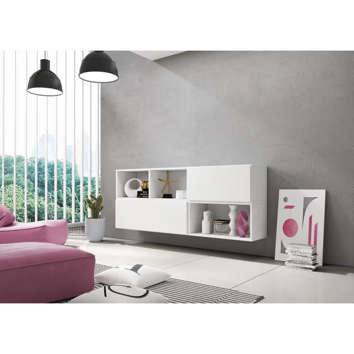 Cama living room furniture set ROCO 16 (RO1 + RO2 + RO3 + RO4) white/white/white - Modern wall unitsMES-NOW<<<Wall