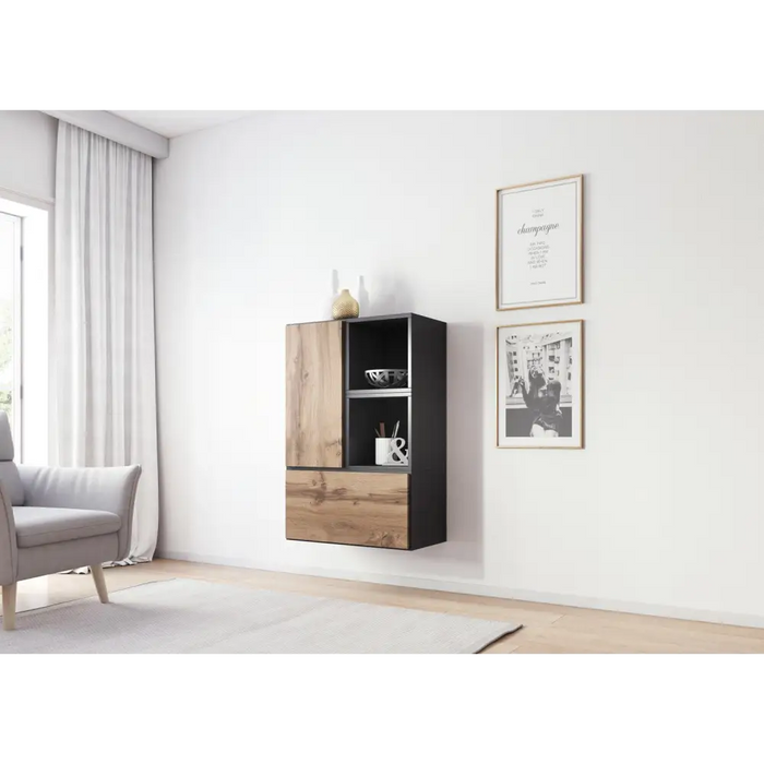Cama living room furniture set ROCO 17 (2xRO3 + 2xRO6) antracite/wotan oak - Modern wall unitsMES-NOW<<<Wall
