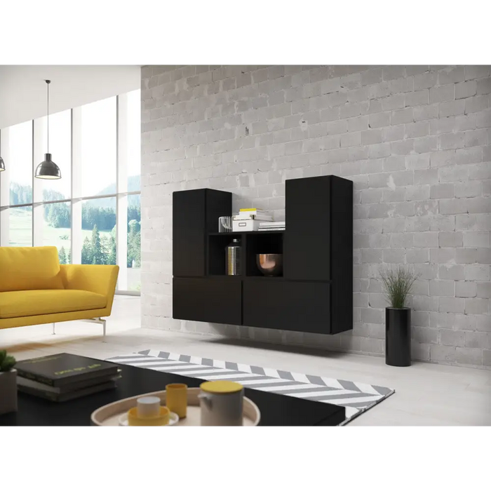 Cama living room furniture set ROCO 18 (4xRO3 + 2xRO6) black/black/black - Modern wall unitsMES-NOW<<<Wall